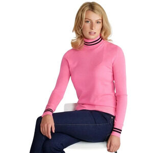 Birdie London Extra Fine Merino Wool Turtleneck Hot  Pink/Black Size M